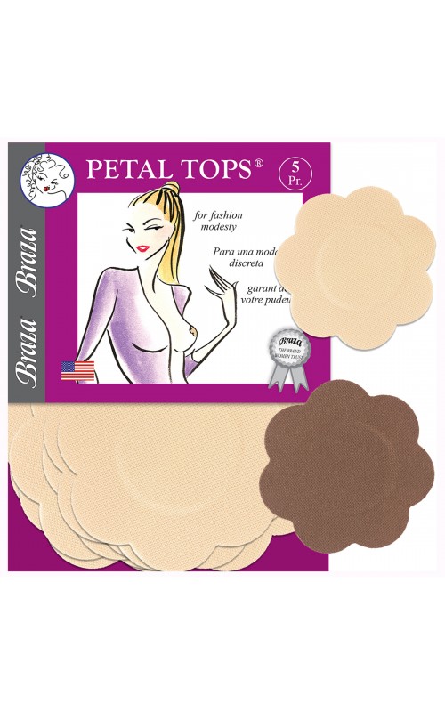 1140 Braza Αυτοκόλλητα Θηλής μιας χρήσης "Petal Tops" 5 ζευγάρια - Μπεζ