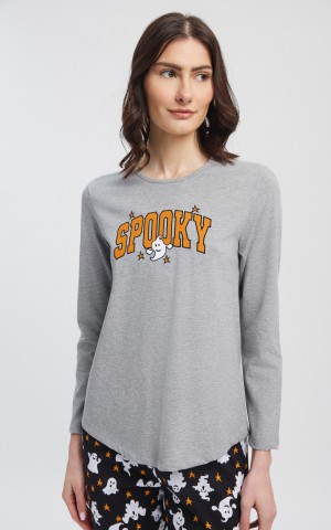 Minerva - 53482 Γυναικεία Χειμερινή Πυτζάμα "Spooky" - Γκρι Μελανζέ