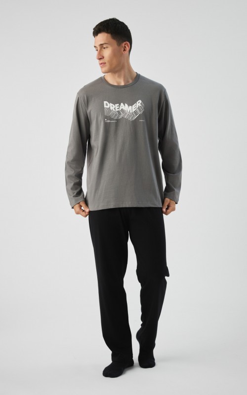 Minerva - 71474 Ανδρική Χειμερινή Πυτζάμα "Dreamer" - Γκρι Σκούρο