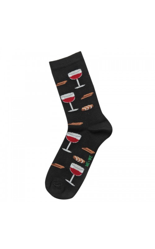 ME-WE Γυναικεία βαμβακερή κάλτσα με σχέδιο - Wine