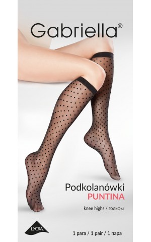 Gabriella - Puntina 20den Black - Knee High Socks Pois Pattern