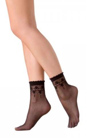 Gabriella - Bloom 20den Black - Socks Pattern