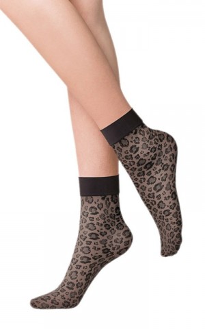 Gabriella - Caty 20den Black - Socks Leopar Pattern