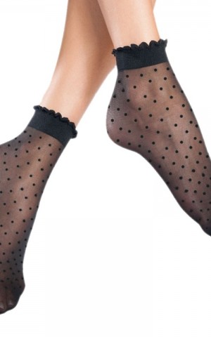 Gabriella - Puntina 20den Black - Socks Pois Pattern
