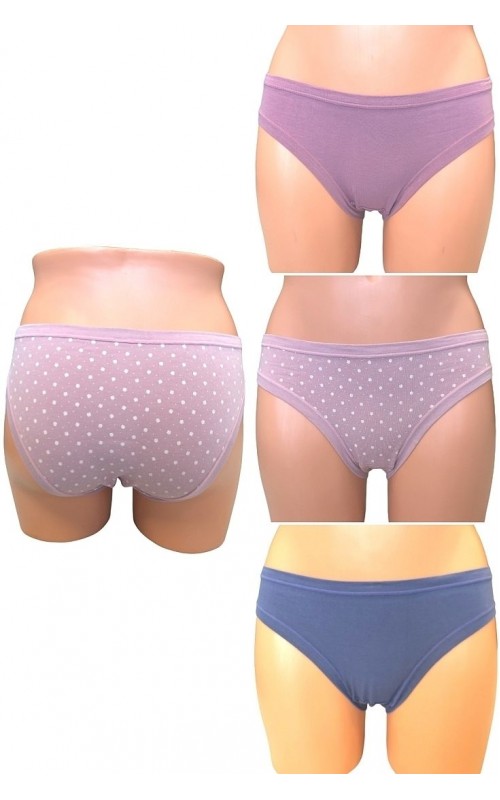 Γυναικείο σλιπ Bikini βαμβακερό 3 τεμάχια - Μπλε/Ροζ/Λιλά