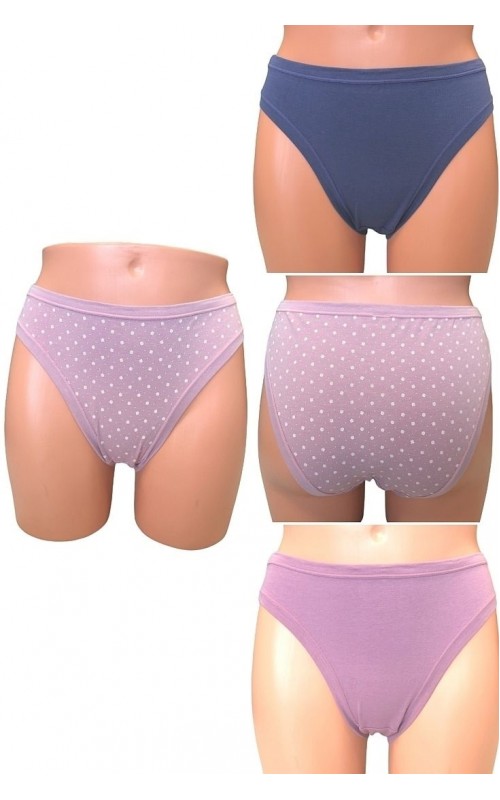 Woman slip Bikini high waist cotton 3 pieces - Blue/Pink/Lila