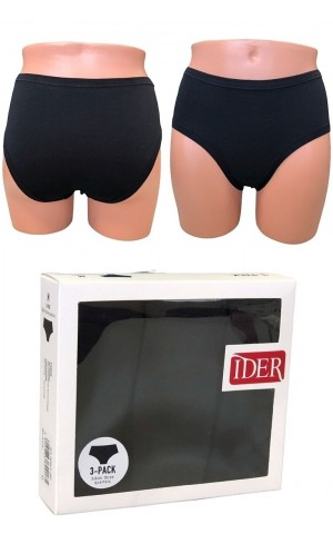 IDER - Γυναικείο σλιπ Bikini 3/4 βαμβακερό 3 τεμάχια - Μαύρο