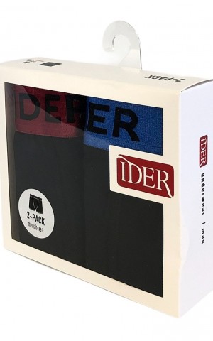 IDER - Men's Boxer 2 Pieces 35012P - Black/Burgundy Black/Bright Blue