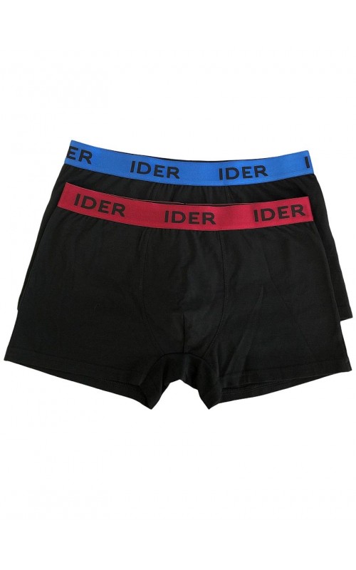 IDER - Men's Boxer 2 Pieces 35012P - Black/Burgundy Black/Bright Blue