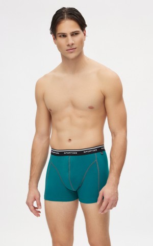 Minerva Sporties Fit Ανδρικά Μπόξερ Συσκευασία 2 τεμάχια - Μαύρο/Πράσινο