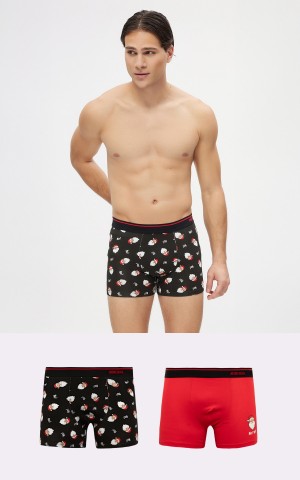 Minerva MenGear Xmas HoHo Ανδρικά Μπόξερ Συσκευασία 2 τεμάχια - Red Santa/Print