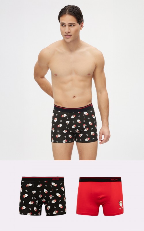 Minerva MenGear Xmas HoHo Ανδρικά Μπόξερ Συσκευασία 2 τεμάχια - Red Santa/Print